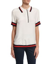 Striped-Trim Polo Shirt at Neiman Marcus